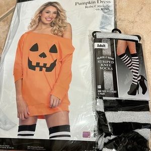 Women Halloween pumpkin costume with knee socks